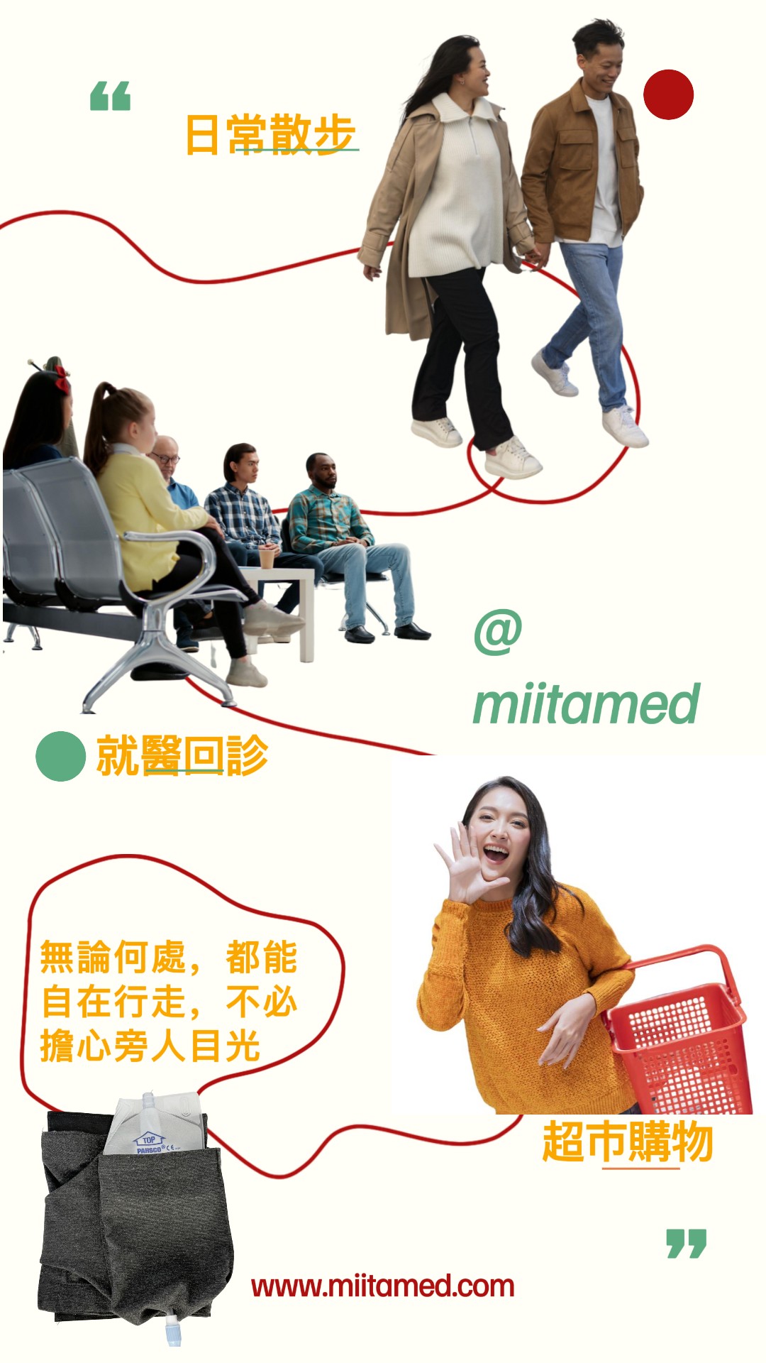 行動自在，安心隨行 miita 隱藏式尿袋腿帶 專為導尿袋設計的隱形護套